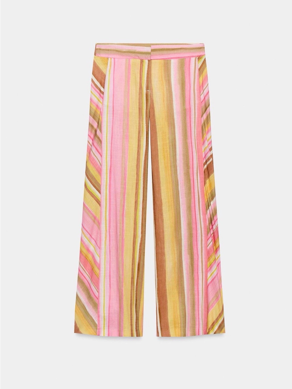 Zara Striped Linen Wide Leg Trousers